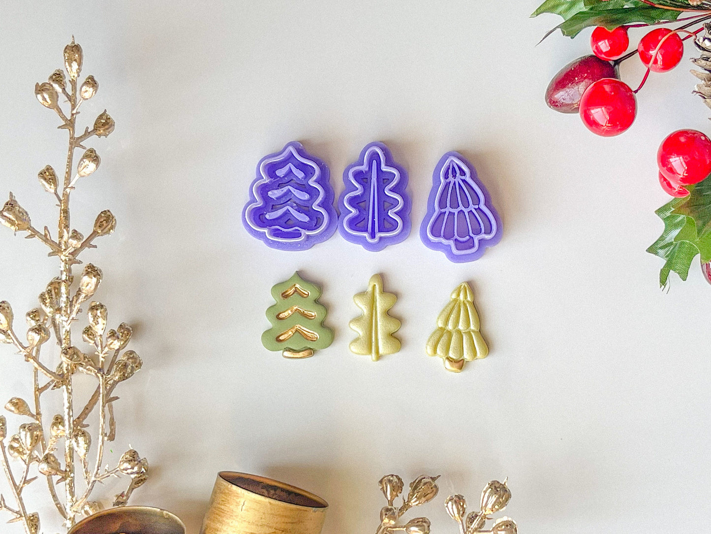 Winter Tree Clay Cutters, Available individually or as a set, 1inch and 1.5inch options, Christmas Tree Cutters, Polymer Clay Cutters