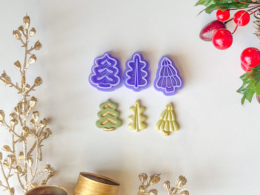 Winter Tree Clay Cutters, Available individually or as a set, 1inch and 1.5inch options, Christmas Tree Cutters, Polymer Clay Cutters