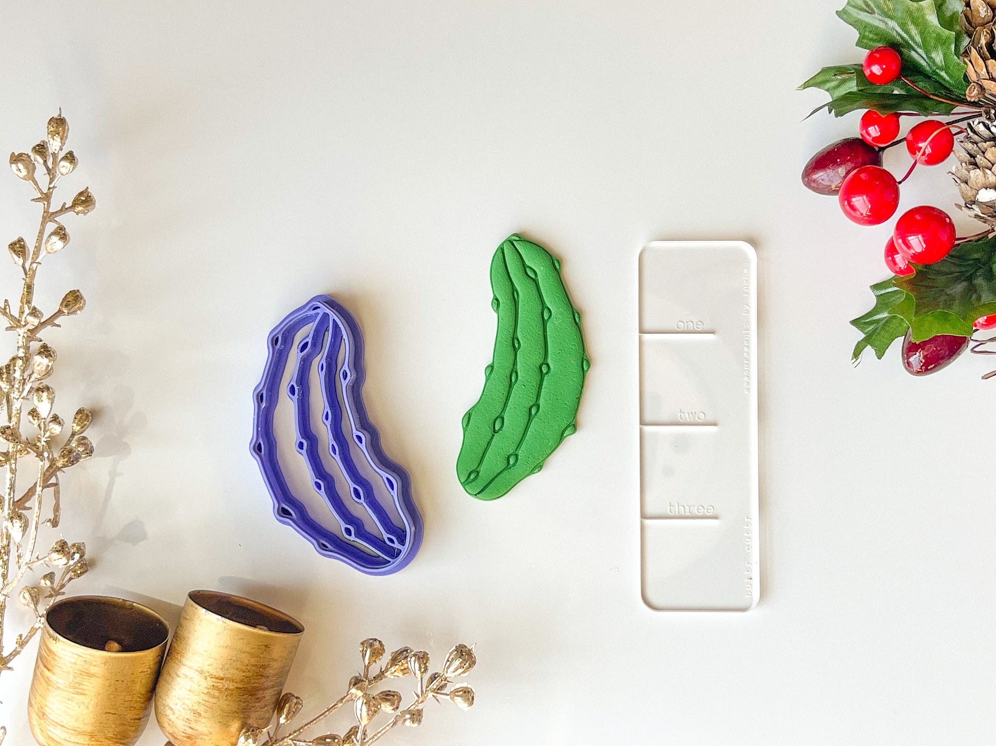 Pickle Clay Cutter, Available in ornament and earring sizes, 1”, 1.75” and 3”, Polymer Clay Cutter, Ornament DIY, Pickle clay cutter