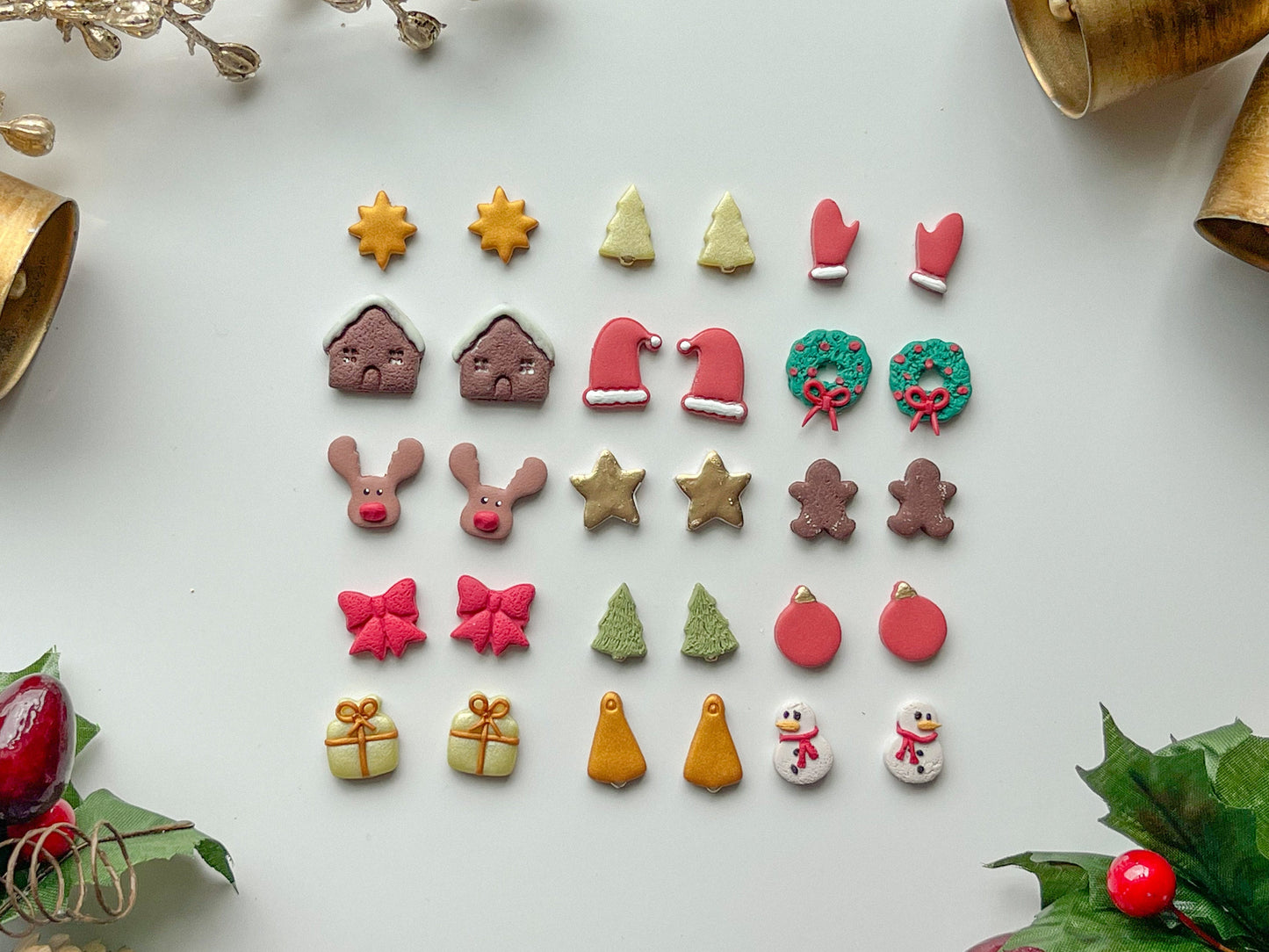 Tiny Christmas Stud Cutters, Polymer Clay Cutters, Available as group or individualy, .5 Inch and 1 Inch options, Winter Clay Cutters