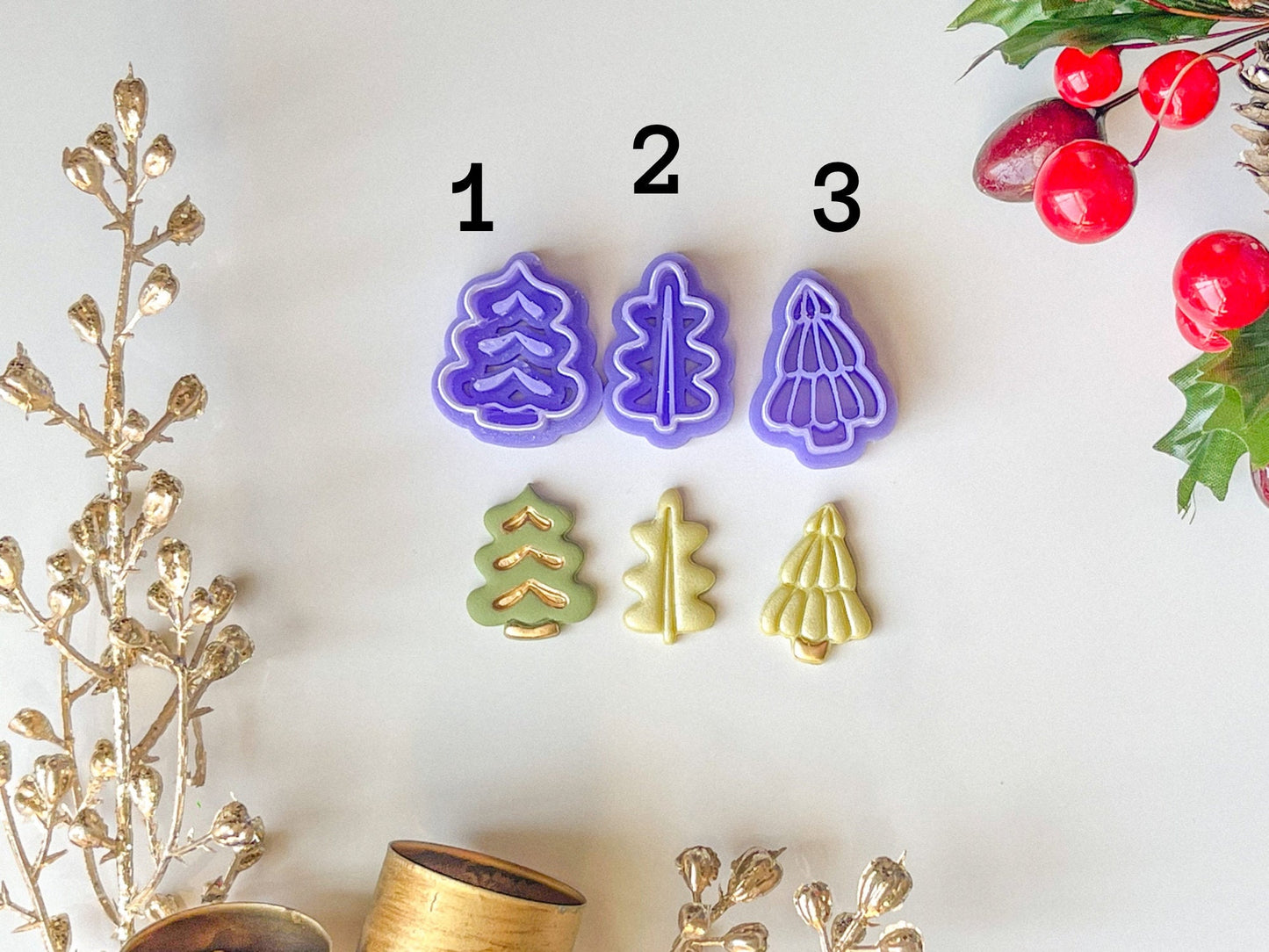 Winter Tree Clay Cutters, Available individually or as a set, 1inch and 1.5inch options, Christmas Tree Cutters, Polymer Clay Cutters