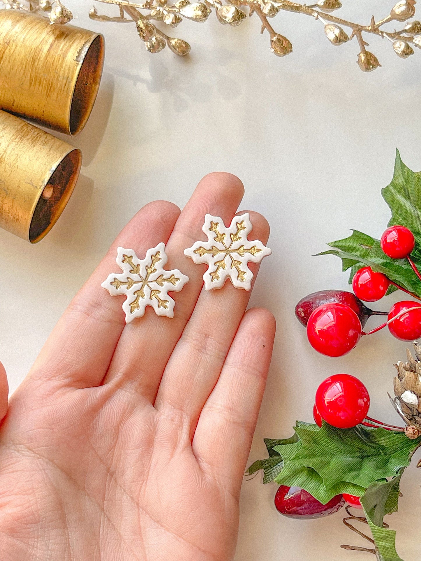 Scandinavian Snowflake Clay Cutter, Earring and Ornament size options, Polymer Clay Cutter, Christmas Clay cutter, Winter clay cutter