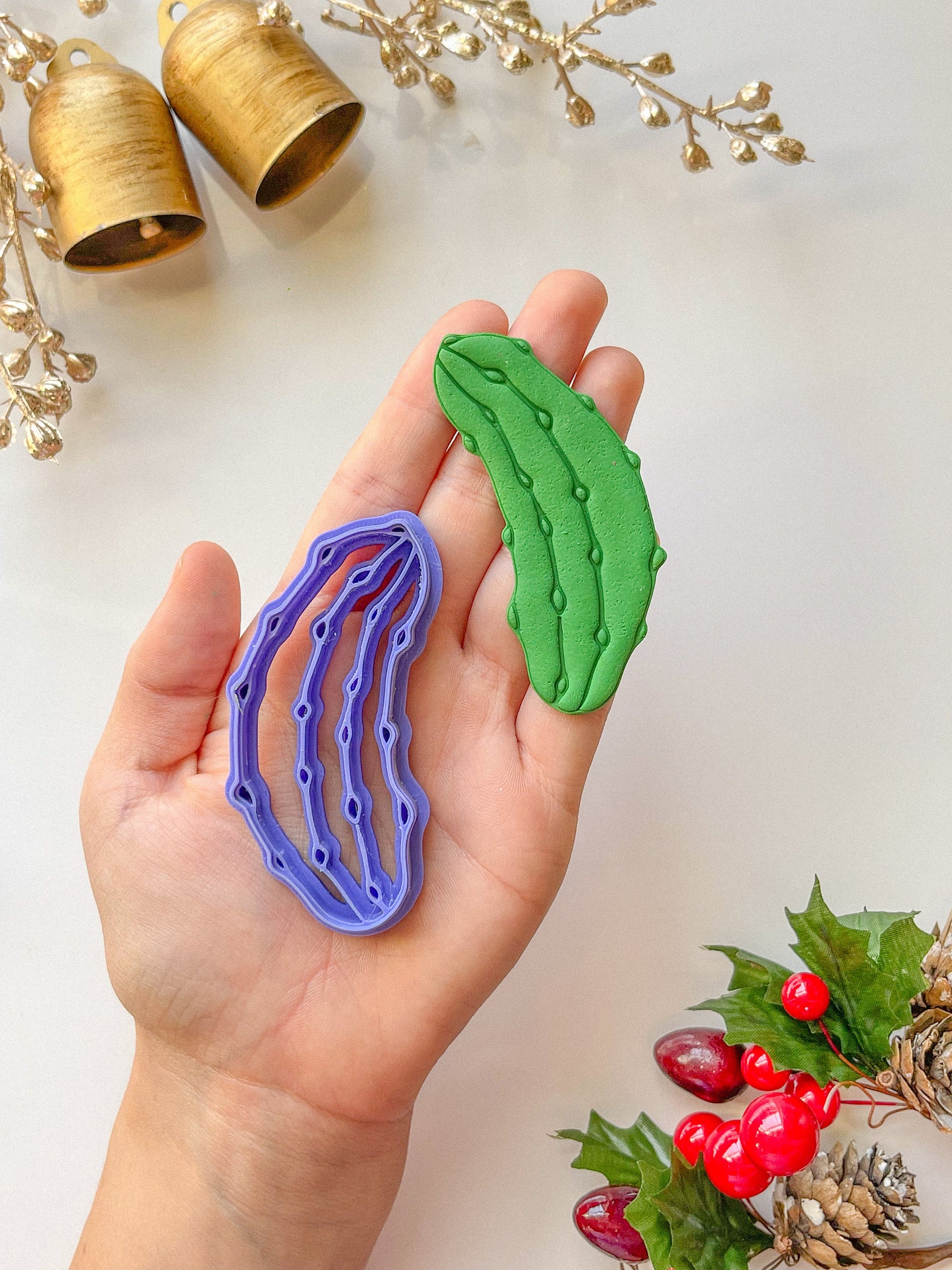 Pickle Clay Cutter, Available in ornament and earring sizes, 1”, 1.75” and 3”, Polymer Clay Cutter, Ornament DIY, Pickle clay cutter