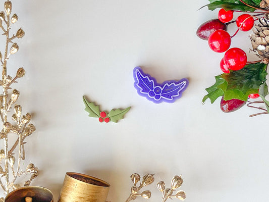 Arched Holly Clay Cutter, Mistletoe Clay cutter, Polymer clay cutter, Christmas Clay cutter, Winter foliage Clay Cutter