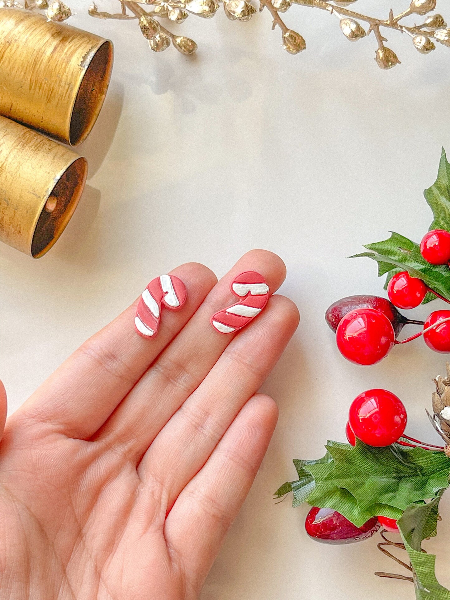 Candy cane clay Cutter, Mirrored Set, Two size options, Christmas Clay cutter, Winter clay cutter, Polymer clay cutters