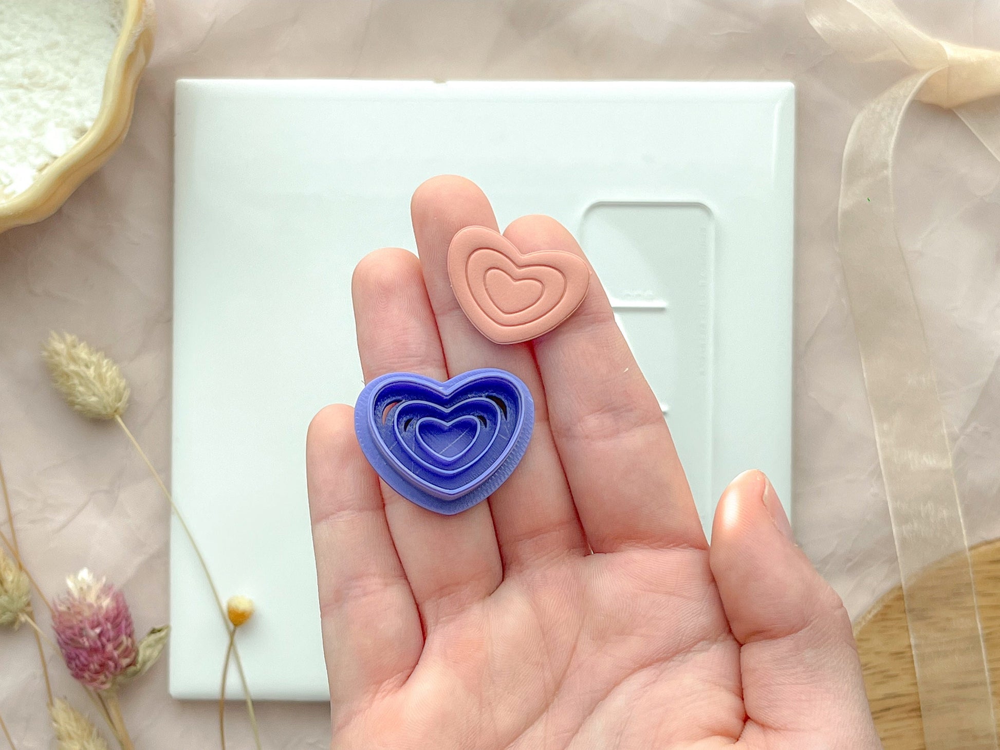 Triple heart Clay Cutter, 1 inch, Polymer Clay Cutter