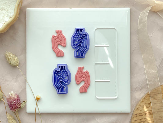 Groovy Wave clay cutter, Polymer Clay Cutter, 1.5 inch, mirrored set available