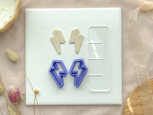 Lightning Bolt clay cutter, Polymer Clay Cutter, 1.5 inch, mirrored set available