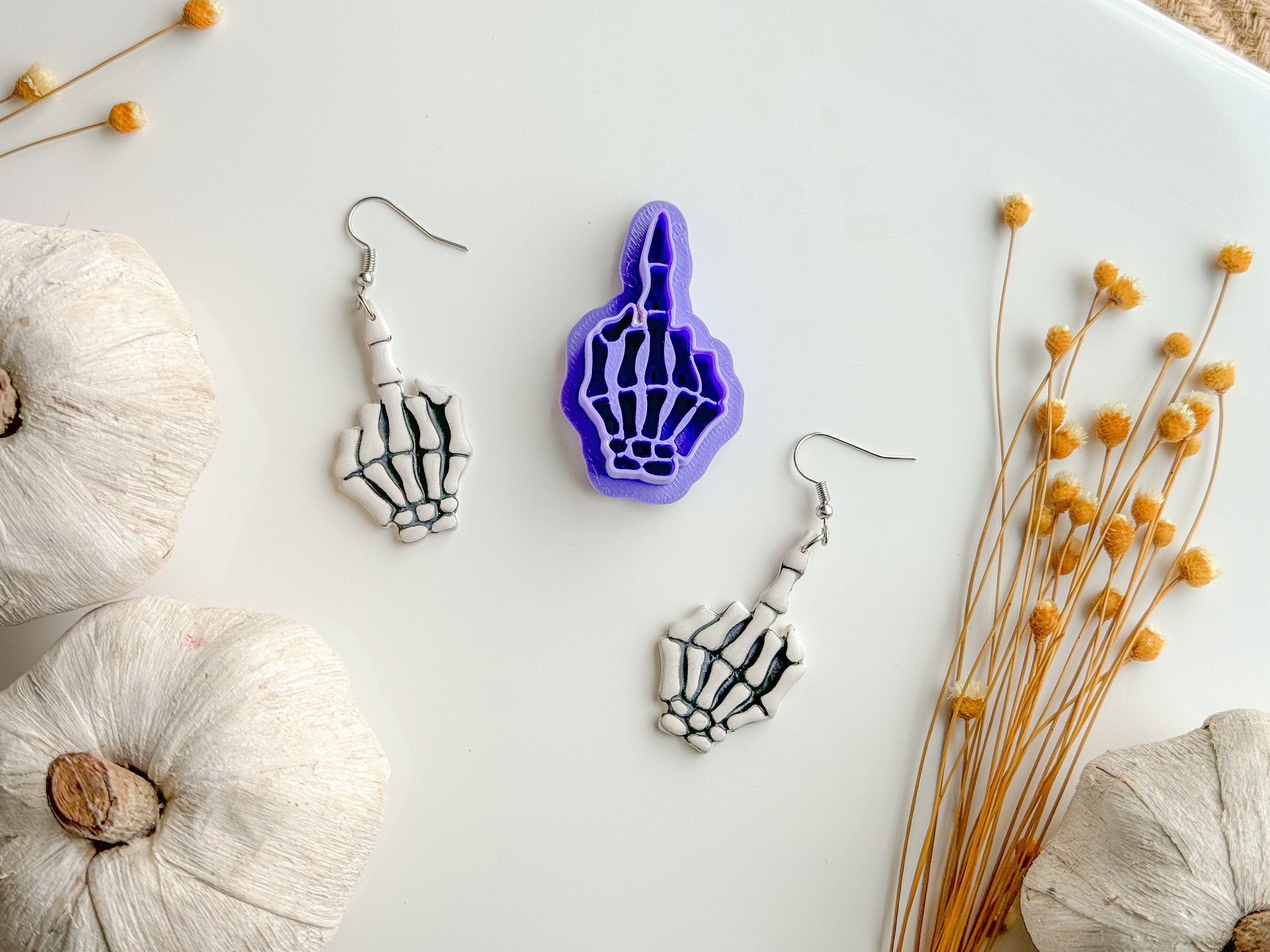 Skeleton Hand FU Clay Cutter, Mirrored options, Halloween Clay Cutter ...