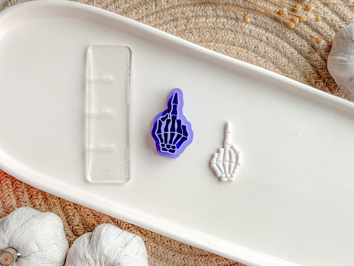 Skeleton Hand FU Clay Cutter, Mirrored options, Halloween Clay Cutter, Polymer Clay Cutter