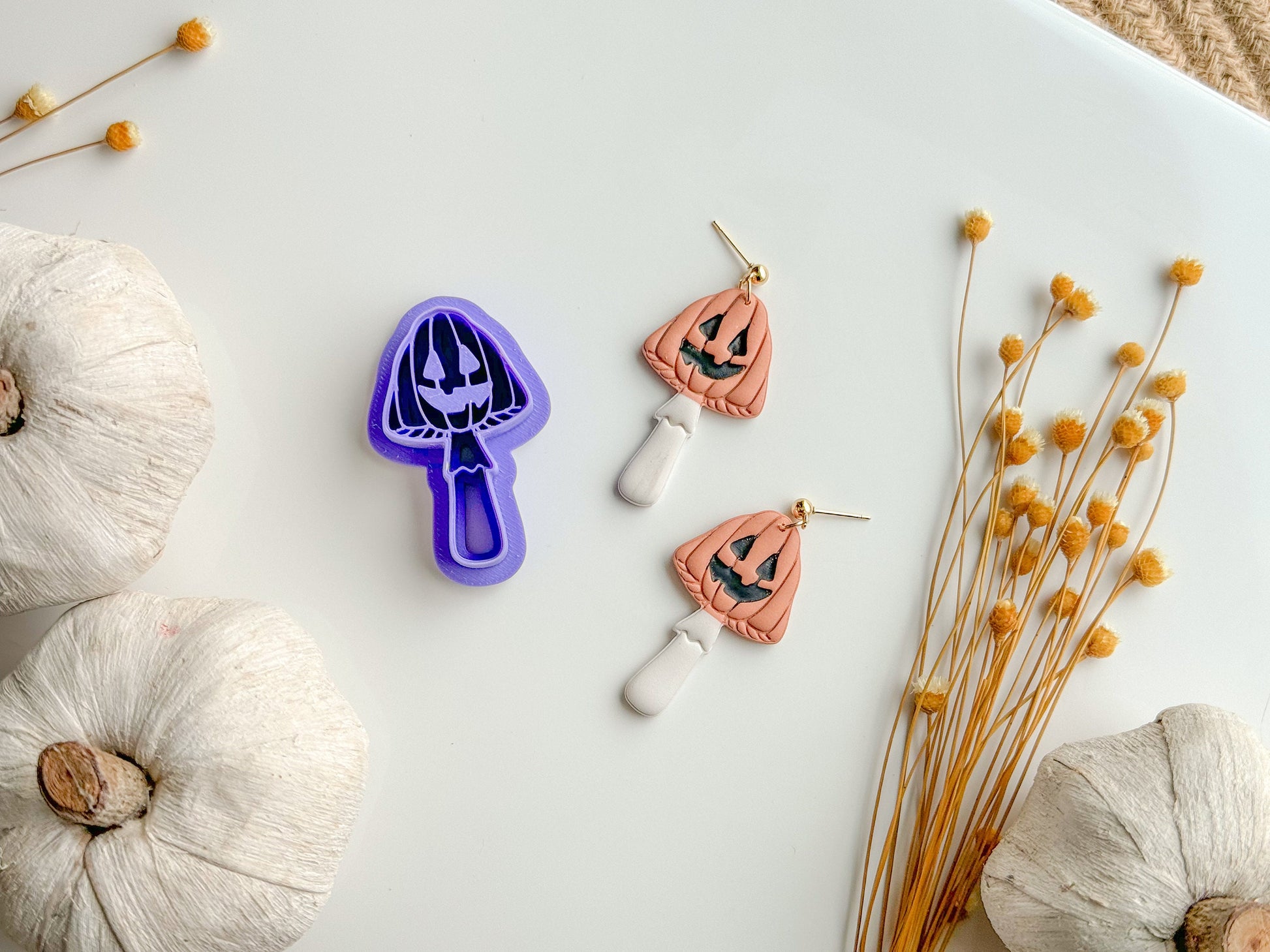 Jack-O-Shroom Clay Cutter, Mirrored options, Halloween Clay Cutter, Polymer Clay Cutter