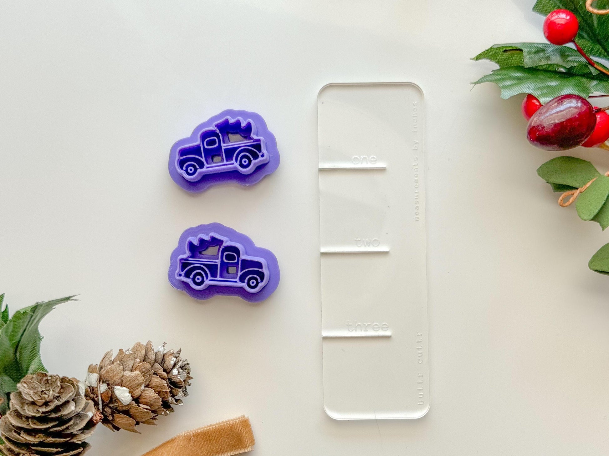 Christmas truck with tree Clay Cutter, Three size options,Earring or Ornament Clay Cutter, Christmas Clay cutter, Winter clay cutter