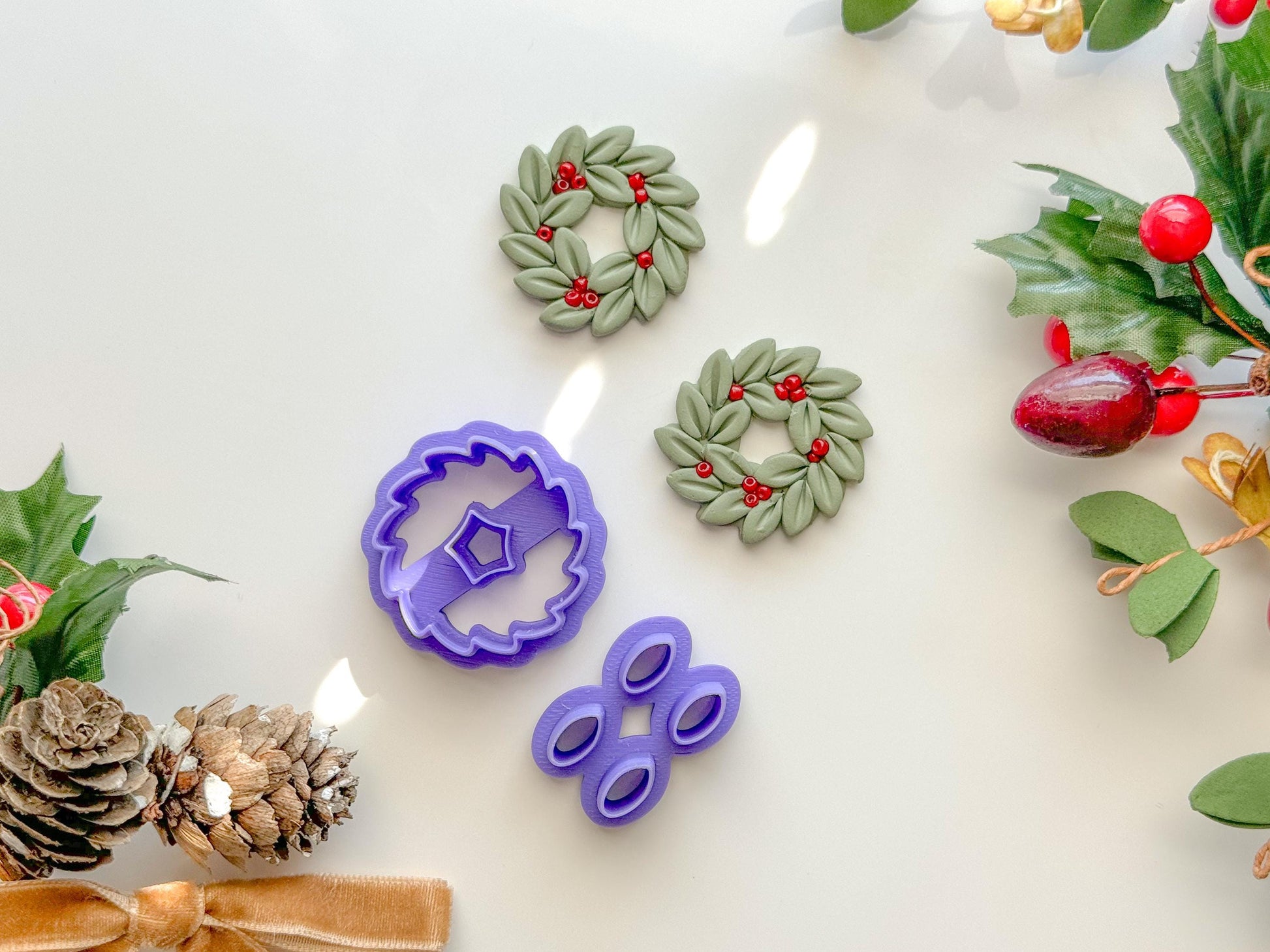 Build a wreath Clay Cutter, Two piece clay cutter set, One size, Christmas Clay cutter, Winter clay cutter