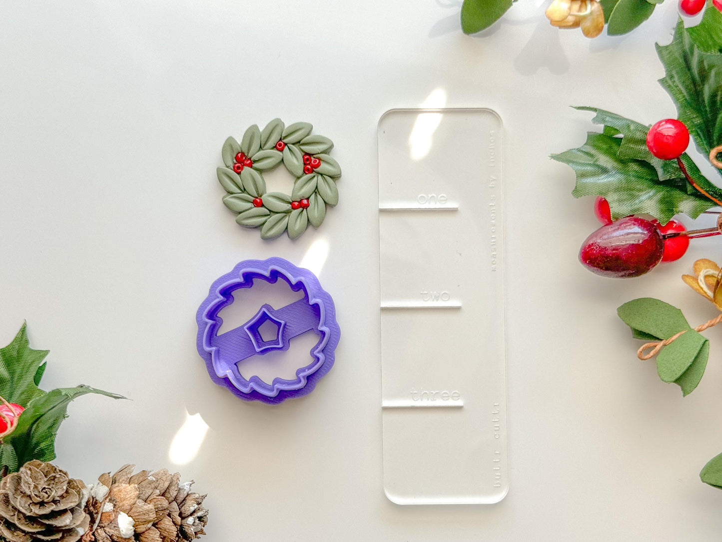 Build a wreath Clay Cutter, Two piece clay cutter set, One size, Christmas Clay cutter, Winter clay cutter