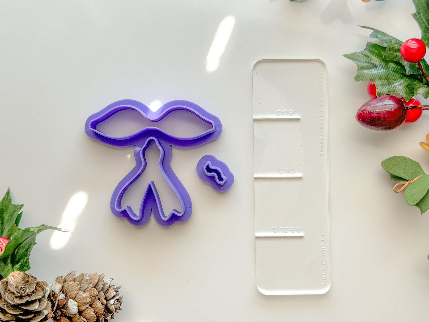 Gingerbread Bow Clay Cutter Set, Two size options, Polymer Clay Cutter, Christmas Clay cutter, Winter clay cutter