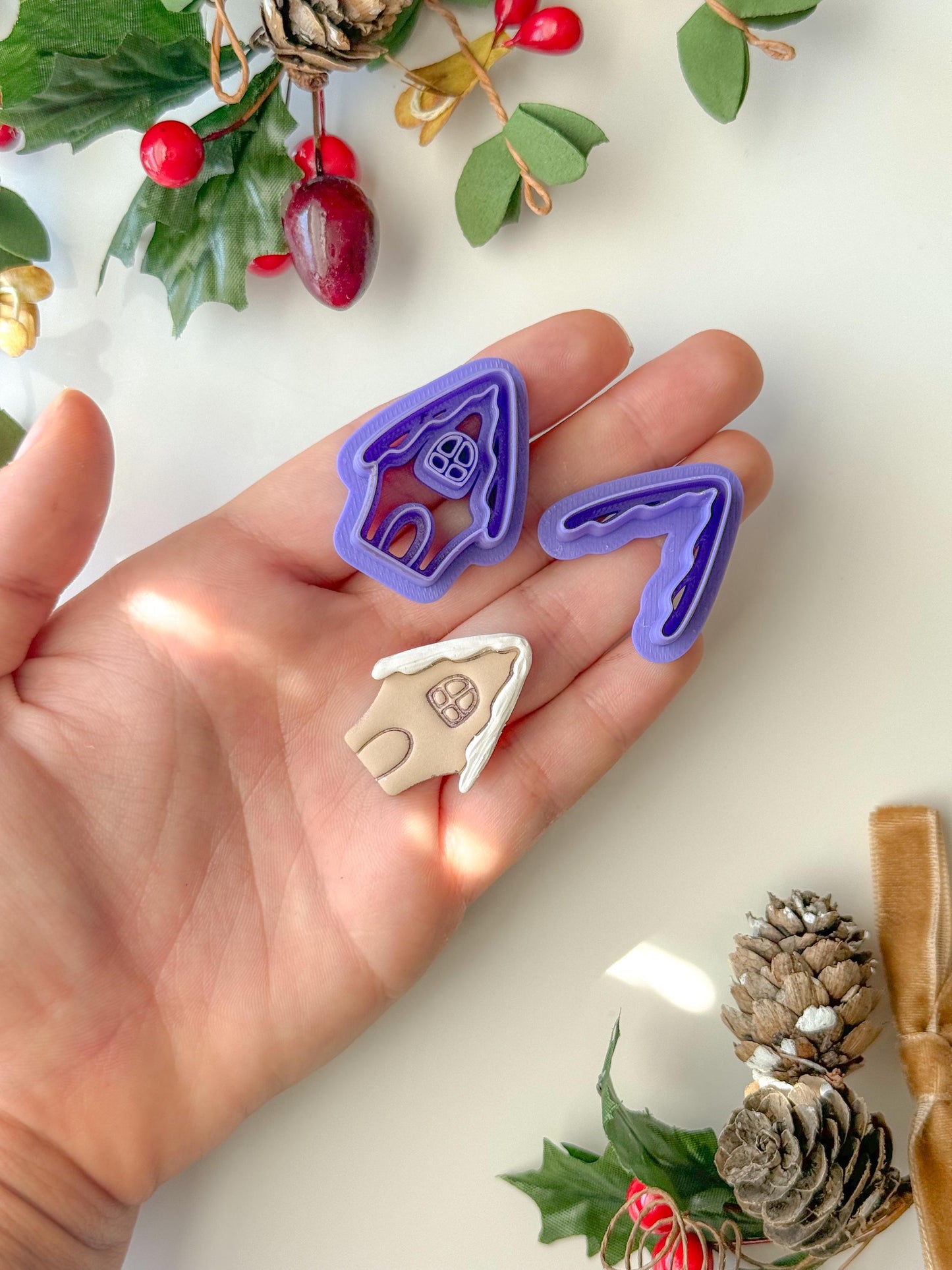 Two piece gingerbread house Clay Cutter, Two piece clay cutter set, One size, Christmas Clay cutter, Winter clay cutter