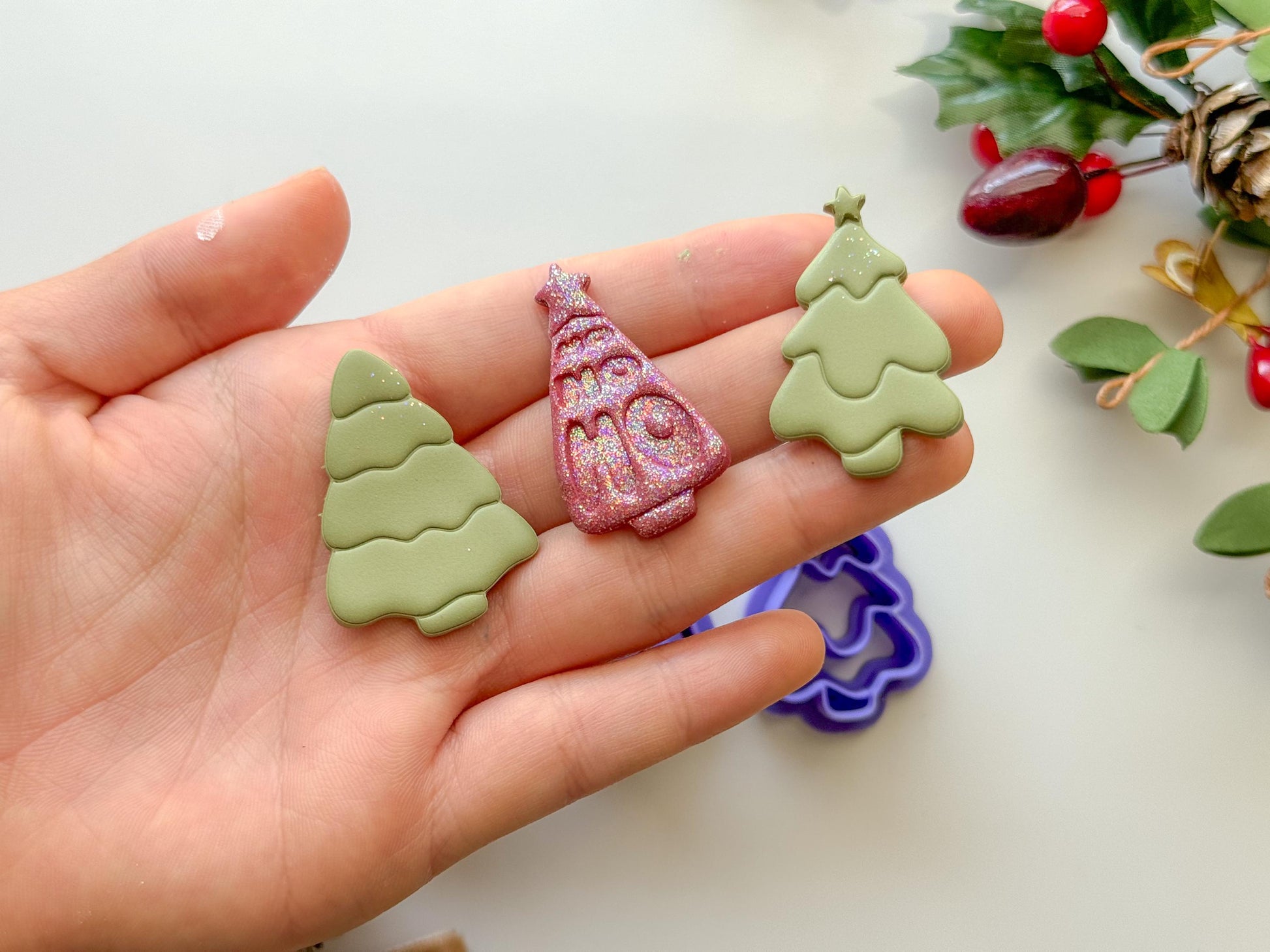 Christmas tree Clay Cutters, Sold individually or as a set, One size, Christmas Clay cutter, Winter clay cutter