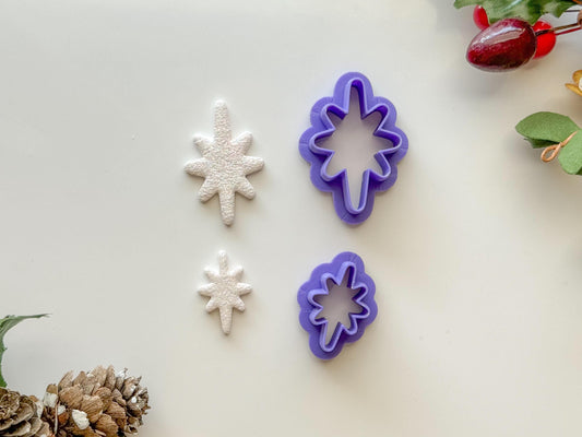 Dangle Northern Star Clay Cutter, Two size options, Earring Clay Cutter, Christmas Clay cutter, Winter clay cutter