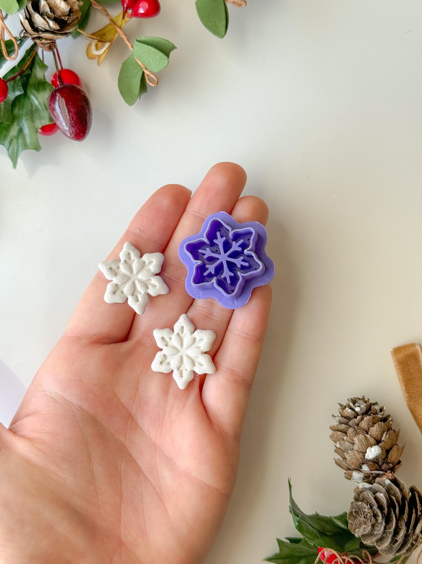 Imprint Snowflake Clay Cutter, Three size options,Earring or Ornament Clay Cutter, Christmas Clay cutter, Winter clay cutter