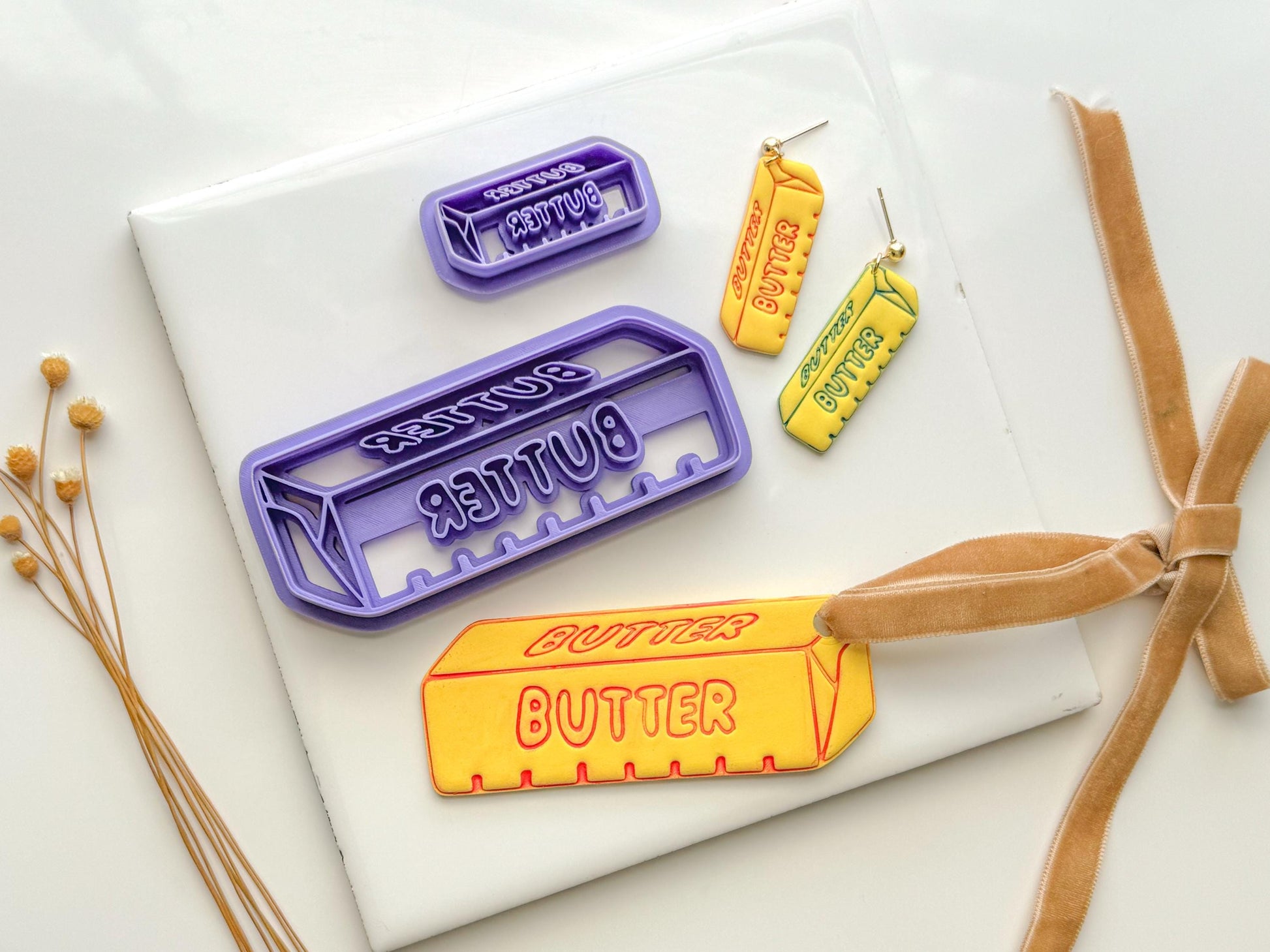 Butter Polymer Clay Cutter, Butter Stick Clay or Cookie Cutter, 1.5in and 3.5” options, Polymer Clay Ornament Cutter