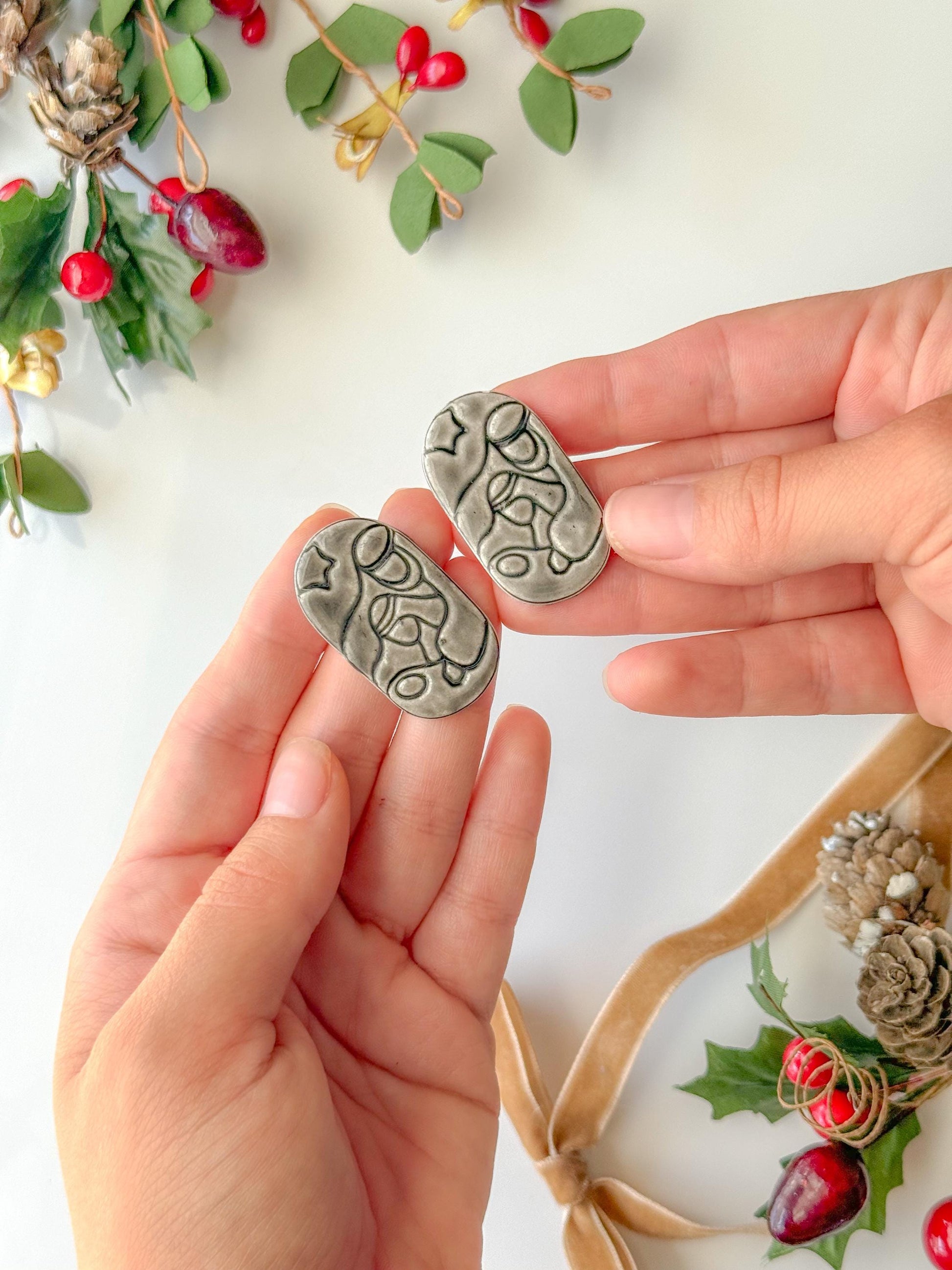 Joesph Mary and Jesus Clay Cutter, Three size options,Earring or Ornament Clay Cutter, Christmas Clay cutter, Winter clay cutter