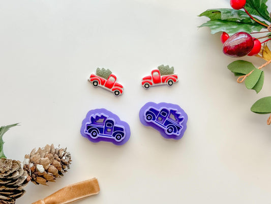 Christmas truck with tree Clay Cutter, Three size options,Earring or Ornament Clay Cutter, Christmas Clay cutter, Winter clay cutter