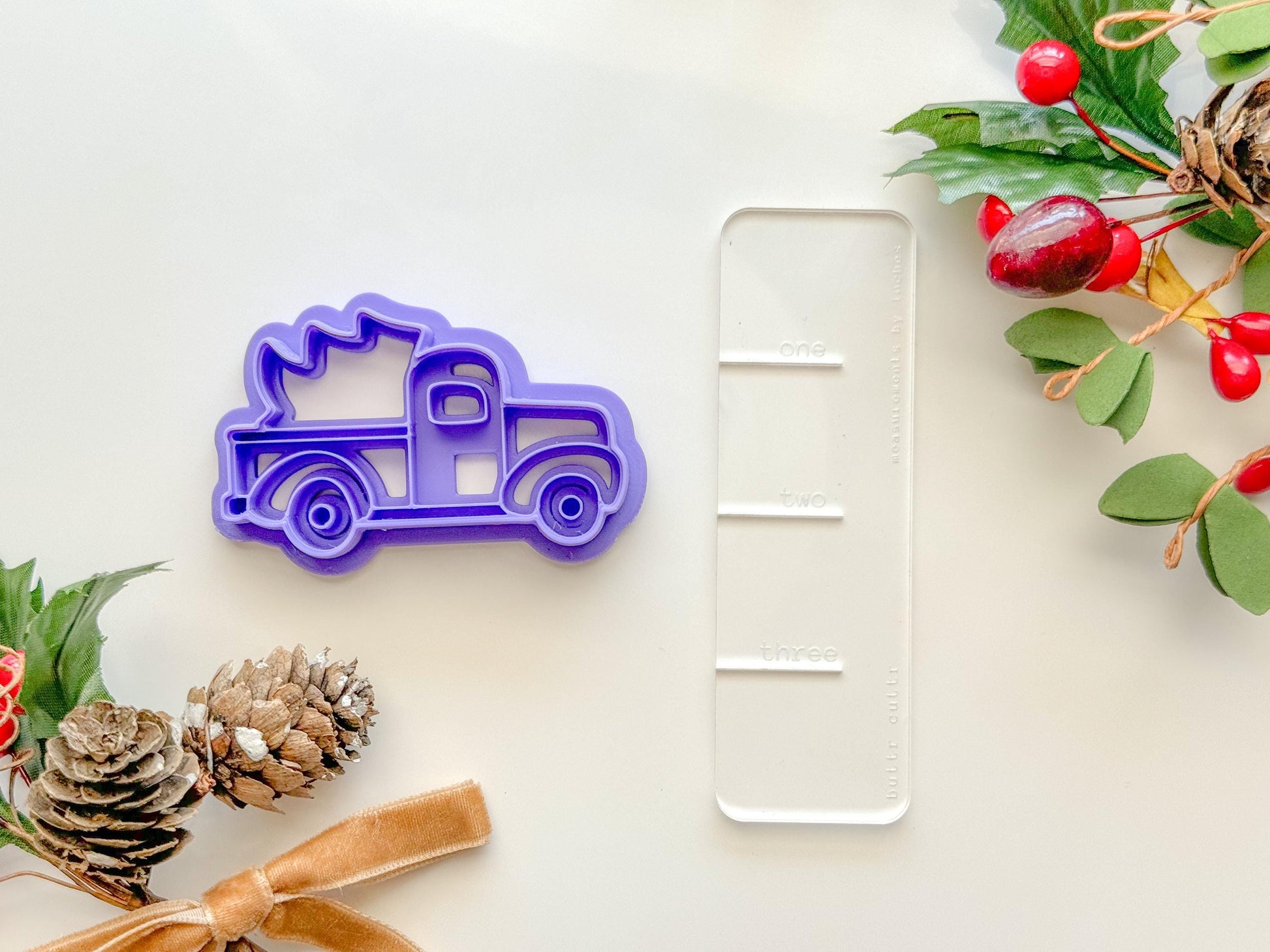 Christmas truck with tree Clay Cutter, Three size options,Earring or Ornament Clay Cutter, Christmas Clay cutter, Winter clay cutter