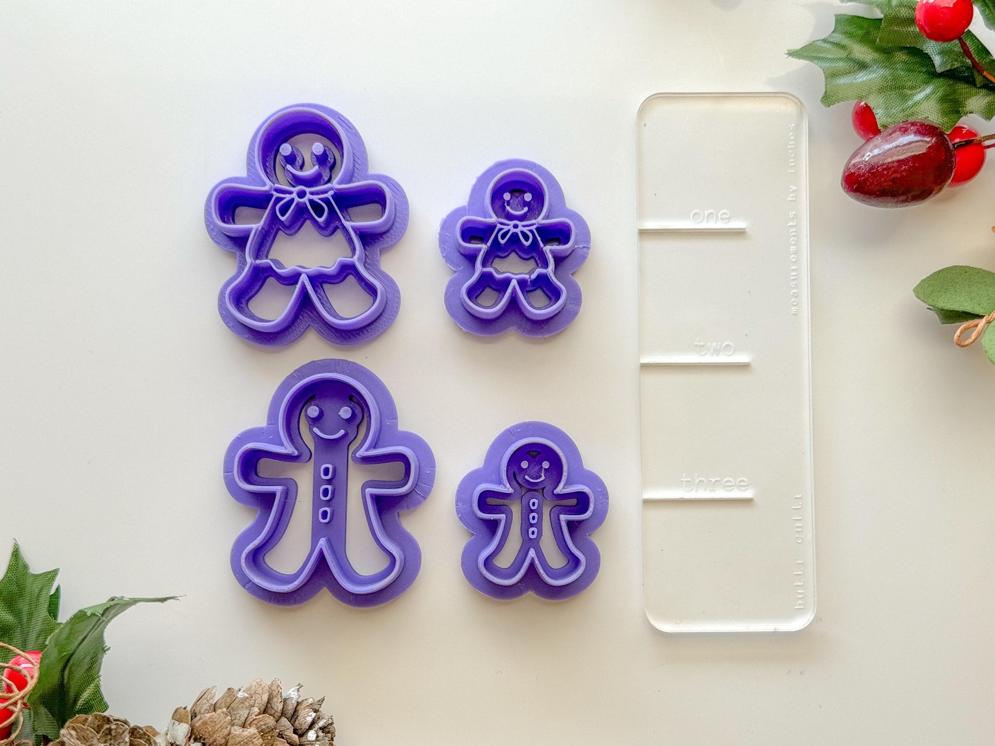 Two piece gingerbread Man and Lady Clay Cutter, Two piece clay cutter set, Two size Options, Christmas Clay cutter, Winter clay cutter