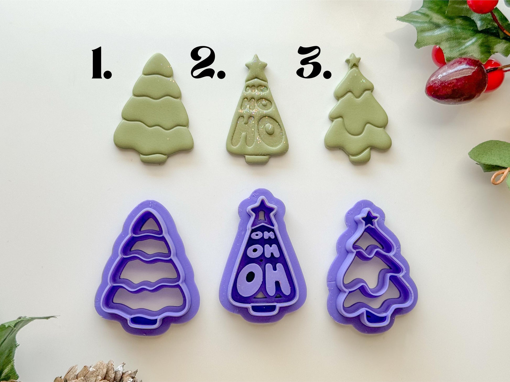 Christmas tree Clay Cutters, Sold individually or as a set, One size, Christmas Clay cutter, Winter clay cutter