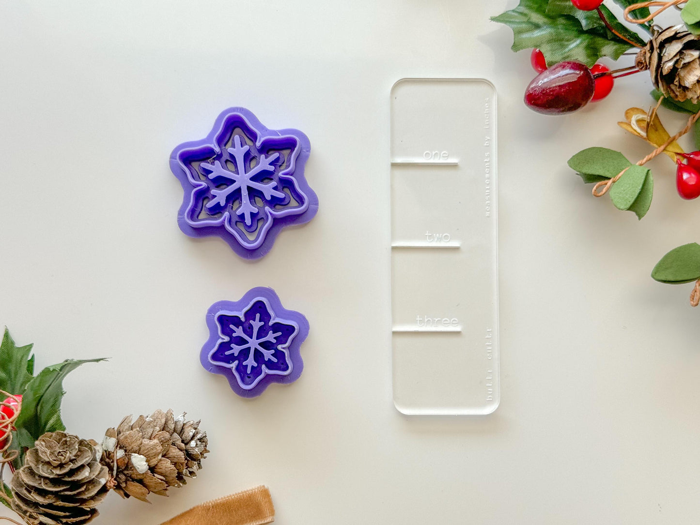 Imprint Snowflake Clay Cutter, Three size options,Earring or Ornament Clay Cutter, Christmas Clay cutter, Winter clay cutter