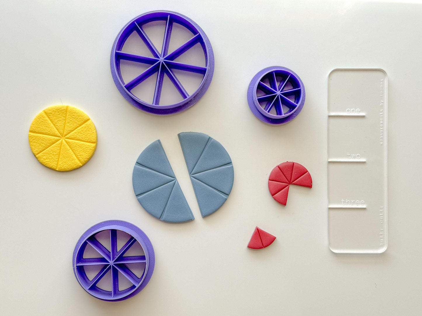 Color Mix Divider Clay Cutters, Set of 3 sizes, Made for Polymer Clay Color Recipes, polymer clay cutter