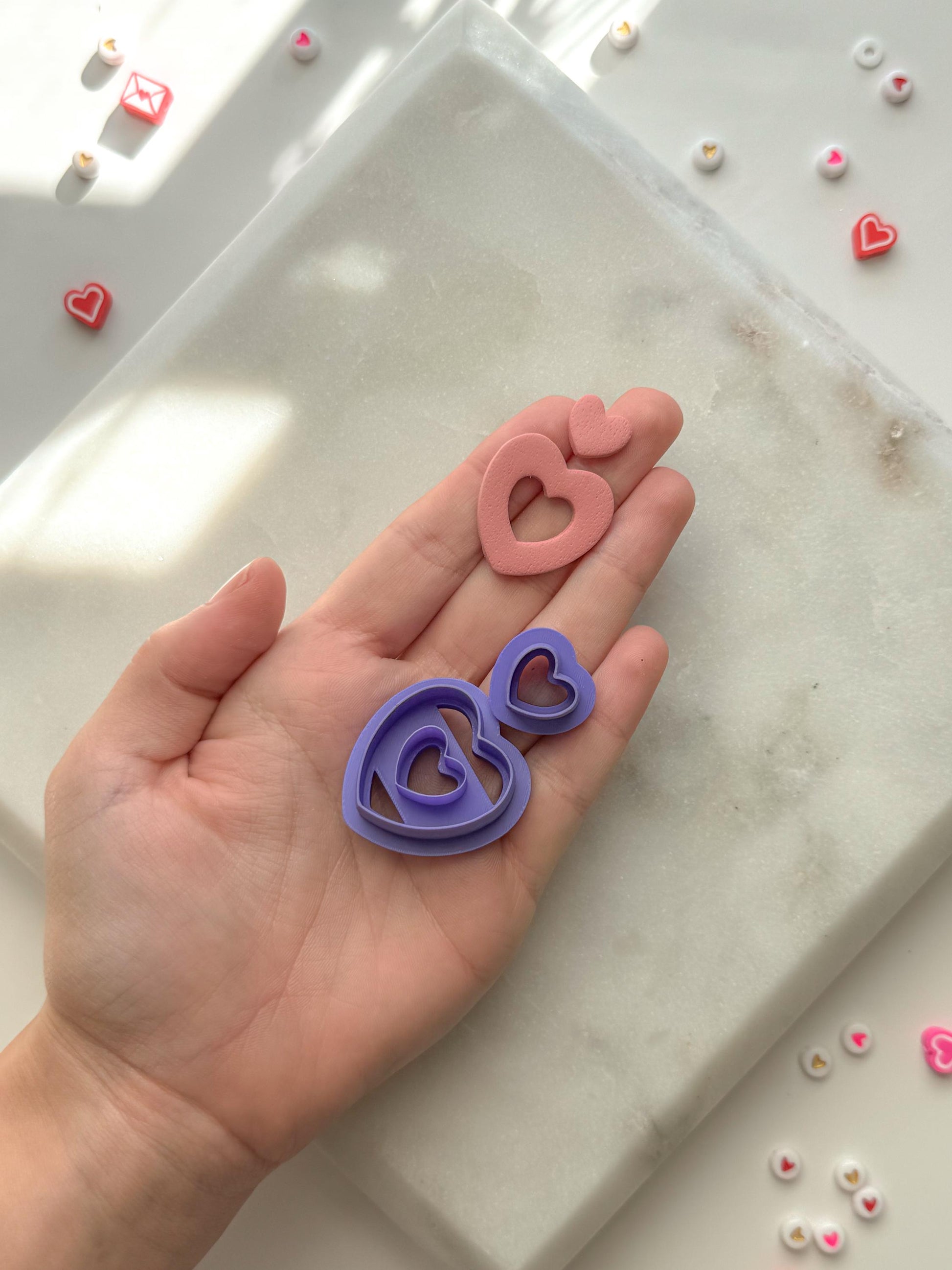Heart Cutout Dangle Clay Cutter Set, Polymer Clay Cutter, 1.5” assembled, Valentines Clay Cutter,
