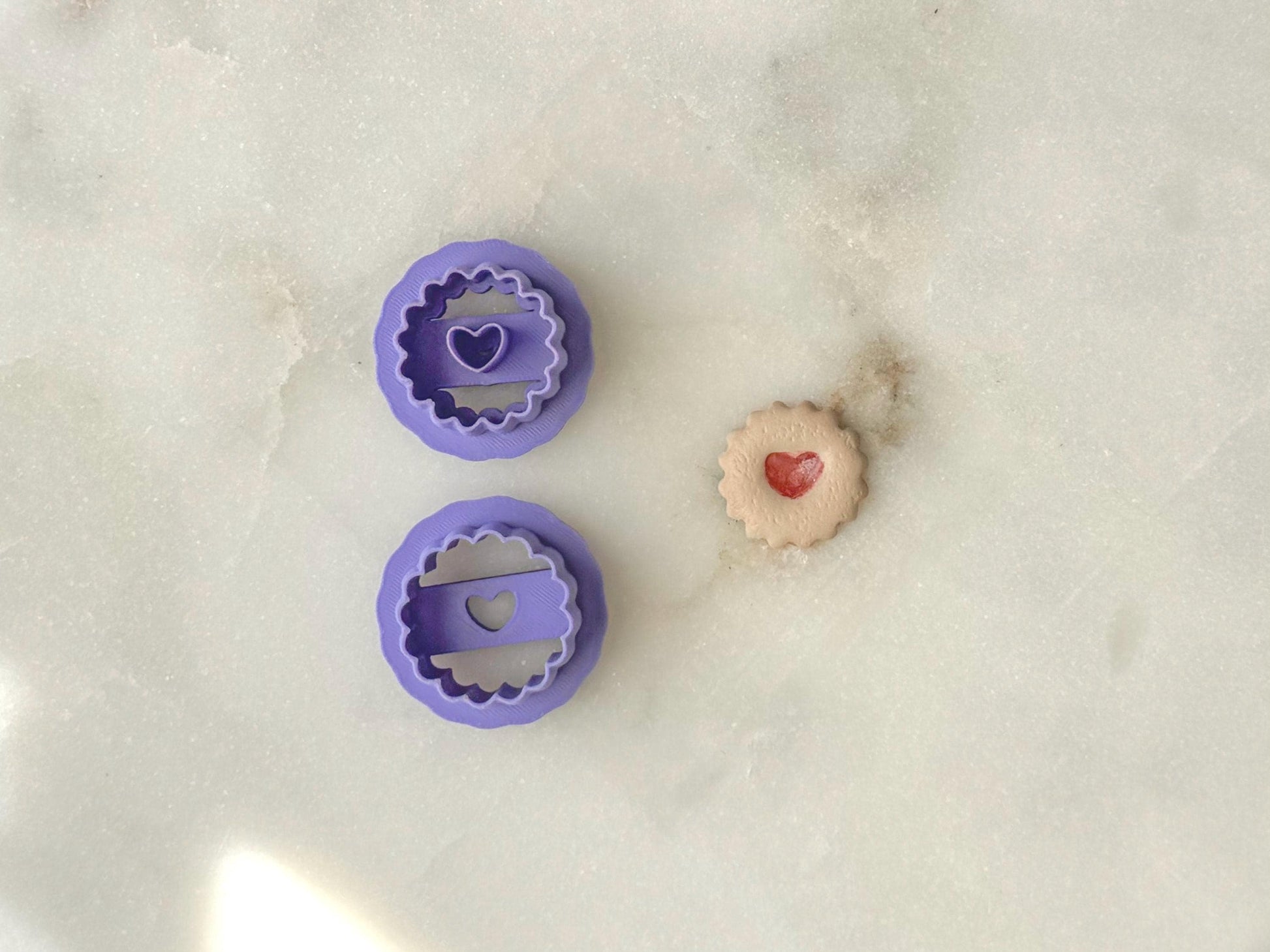 Heart Thumbprint Cookie Clay Cutter, Polymer Clay Cutter, Two Size Options, Two piece Set, Valentines Clay Cutter, Small Cookie Cutter