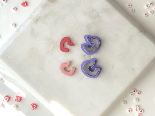 Mirrored heart hoop Clay Cutter Set, Polymer Clay Cutter, Valentines Clay Cutter