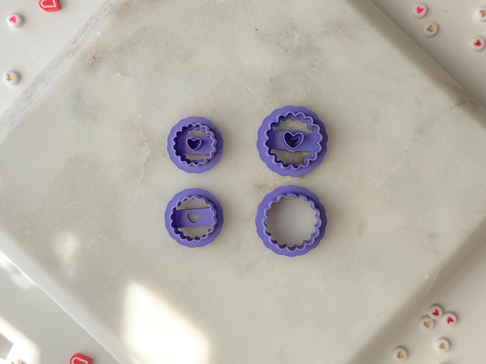 Heart Thumbprint Cookie Clay Cutter, Polymer Clay Cutter, Two Size Options, Two piece Set, Valentines Clay Cutter, Small Cookie Cutter