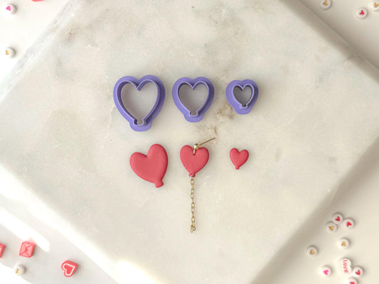 Heart Balloon Clay Cutter, Polymer Clay Cutter, 3 size options, Valentines Clay Cutter,