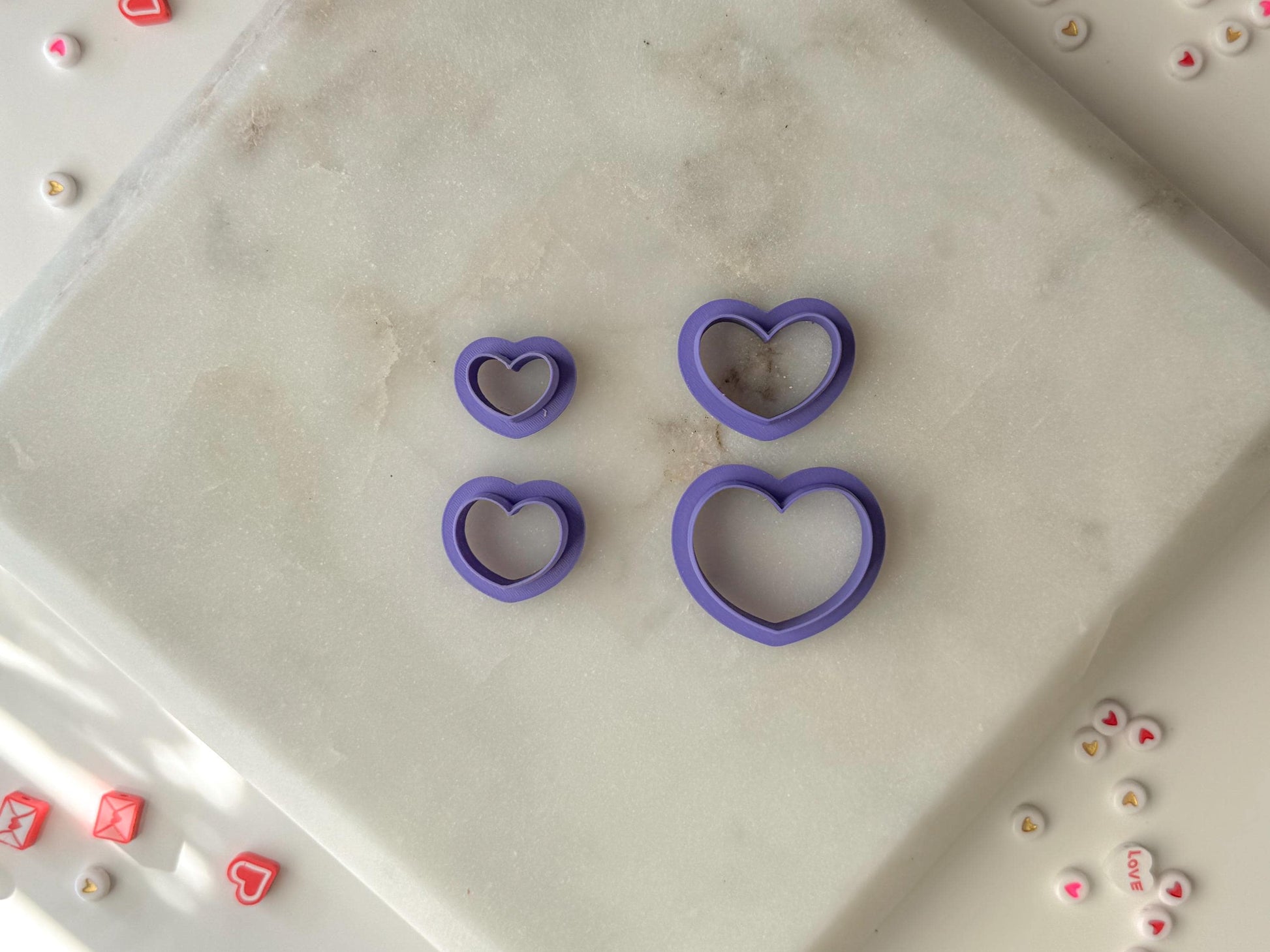 Heart cookie builder Clay Cutter, Polymer Clay Cutter, Two Size Options, Two piece Set, Valentines Clay Cutter
