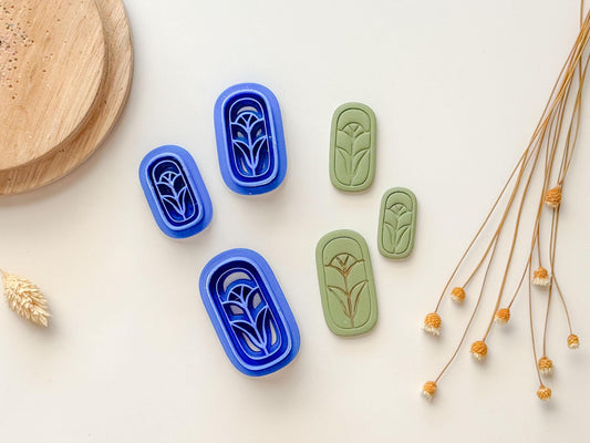Tulip Stained Glass Embossed Clay Cutter | Polymer Clay Cutter | Three Size Options | Spring Cutters | Summer Cutters | Floral Clay Cutter