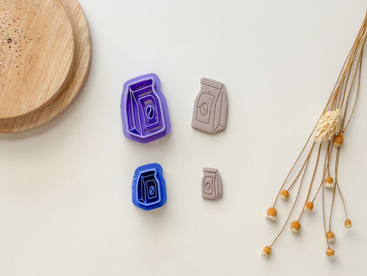 Coffee Bean Bag Embossed Clay Cutter | Polymer Clay Cutter | Coffee Cutter | Spring Cutters | Summer Cutters | Ground Coffee Clay Cutter