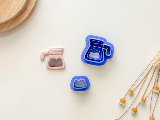 Coffee Pot With Liquid Clay Cutter | Polymer Clay Cutter | Coffee Cutter | Spring Cutters | Summer Cutters | Coffee Shop Clay Cutter
