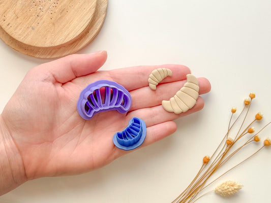 Croissant Embossed Clay Cutter | Polymer Clay Cutter | Bread Clay Cutter | Spring Cutters | Bakery Clay Cutter | Coffee Shop Clay cutter