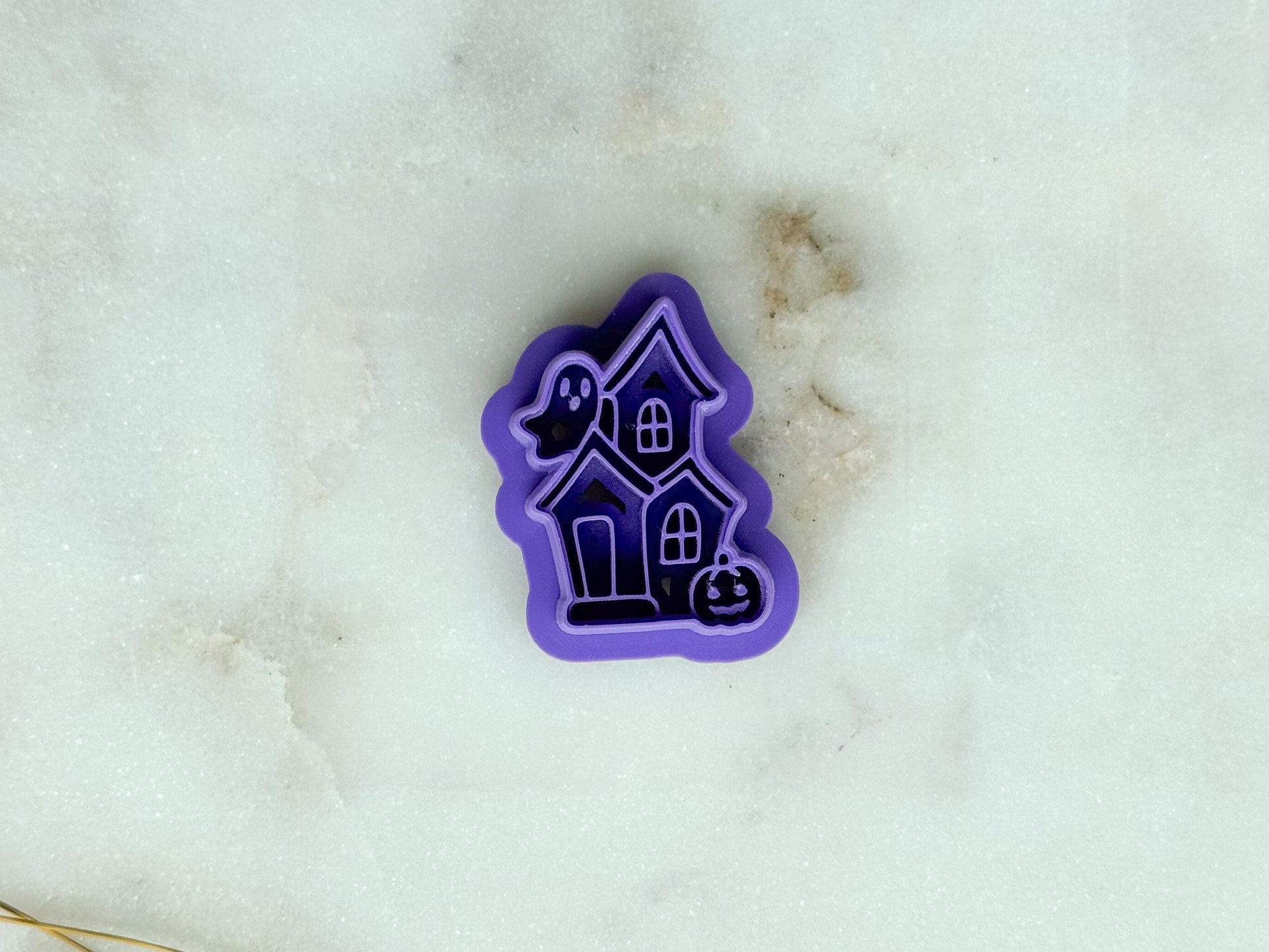 Haunted House Polymer Clay Cutter | Spooky Halloween House Clay Cutter | 3D Printed Embossed Cutter