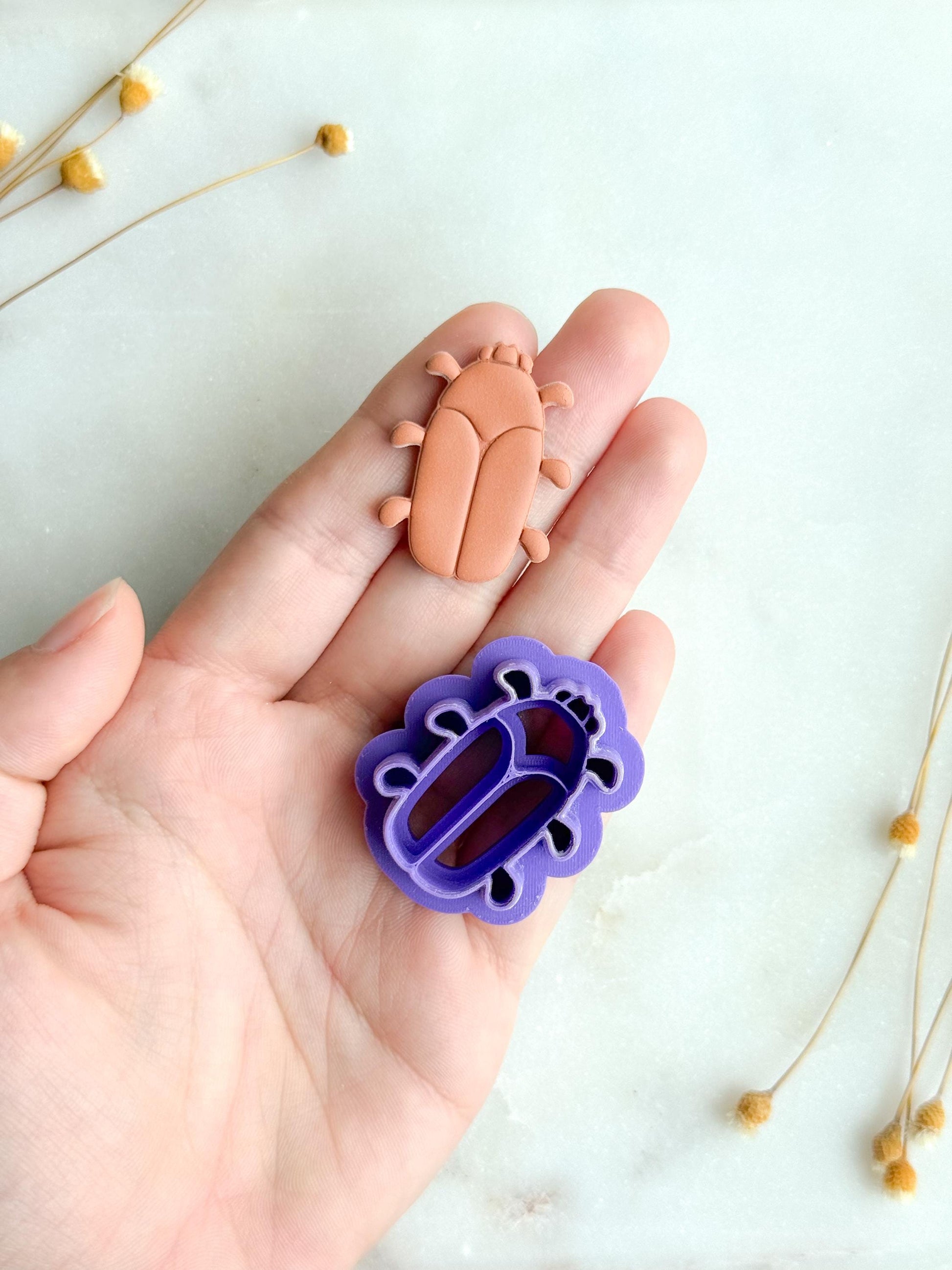 Beetle Polymer Clay Cutter | Gothic Bug Scarab Clay Cutter | 3D Printed Embossed Cutter for Jewelry