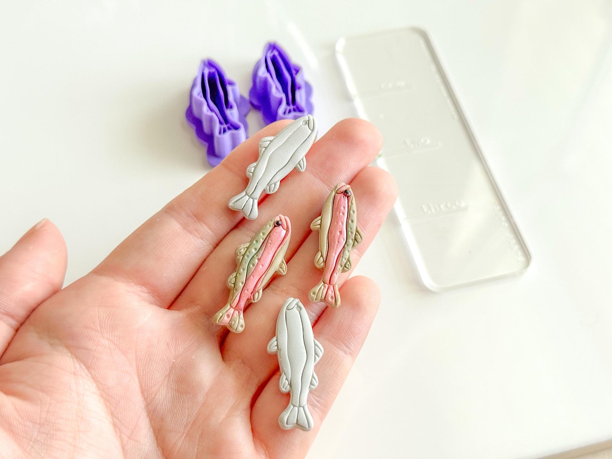 Fish Polymer Clay Cutter – 3D Printed Trout Earring Cutter – Fishing Jewelry Clay Tool – Outdoorsy Polymer Cutter