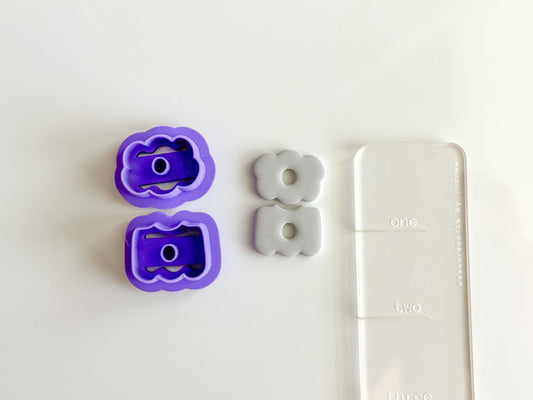 Floral Donut Shaped Cutter Set – 3D Printed Polymer Clay Cutter with Built-In Hole – Clay Earring Tool