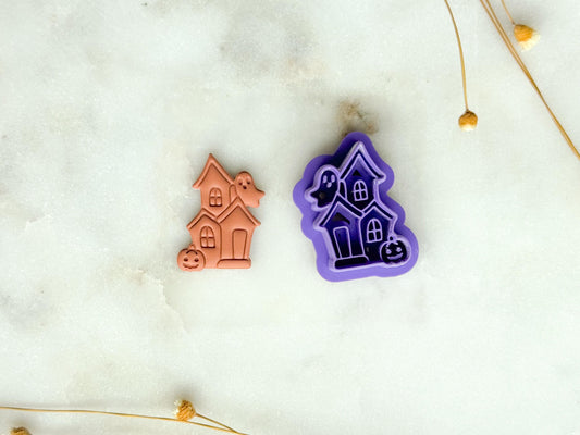 Haunted House Polymer Clay Cutter | Spooky Halloween House Clay Cutter | 3D Printed Embossed Cutter