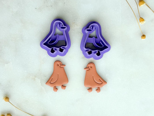 Ghost Goose Polymer Clay Cutter | Spooky Goose in Ghost Costume Cutter in 2 Sizes | 3D Printed Embossed Clay Cutter for Jewelry