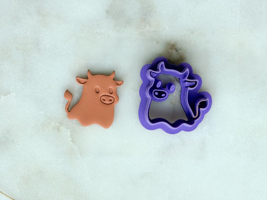 Cow Ghost Polymer Clay Cutter | Spooky Cute Ghost Cow Cutter | 3D Printed Embossed Cutter for Halloween Jewelry & Crafts