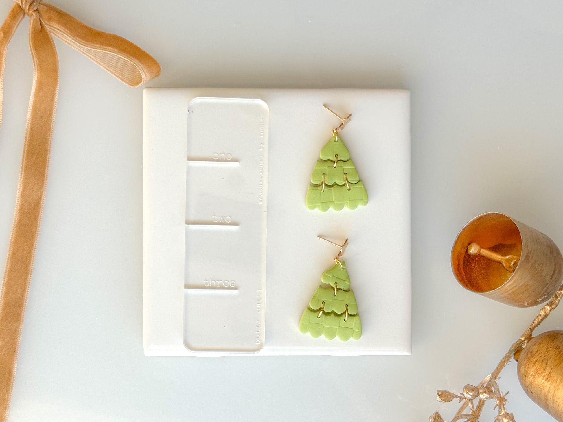 Stackable Christmas Tree Clay Cutter Set | Polymer Clay Earring Cutter for Holiday Designs