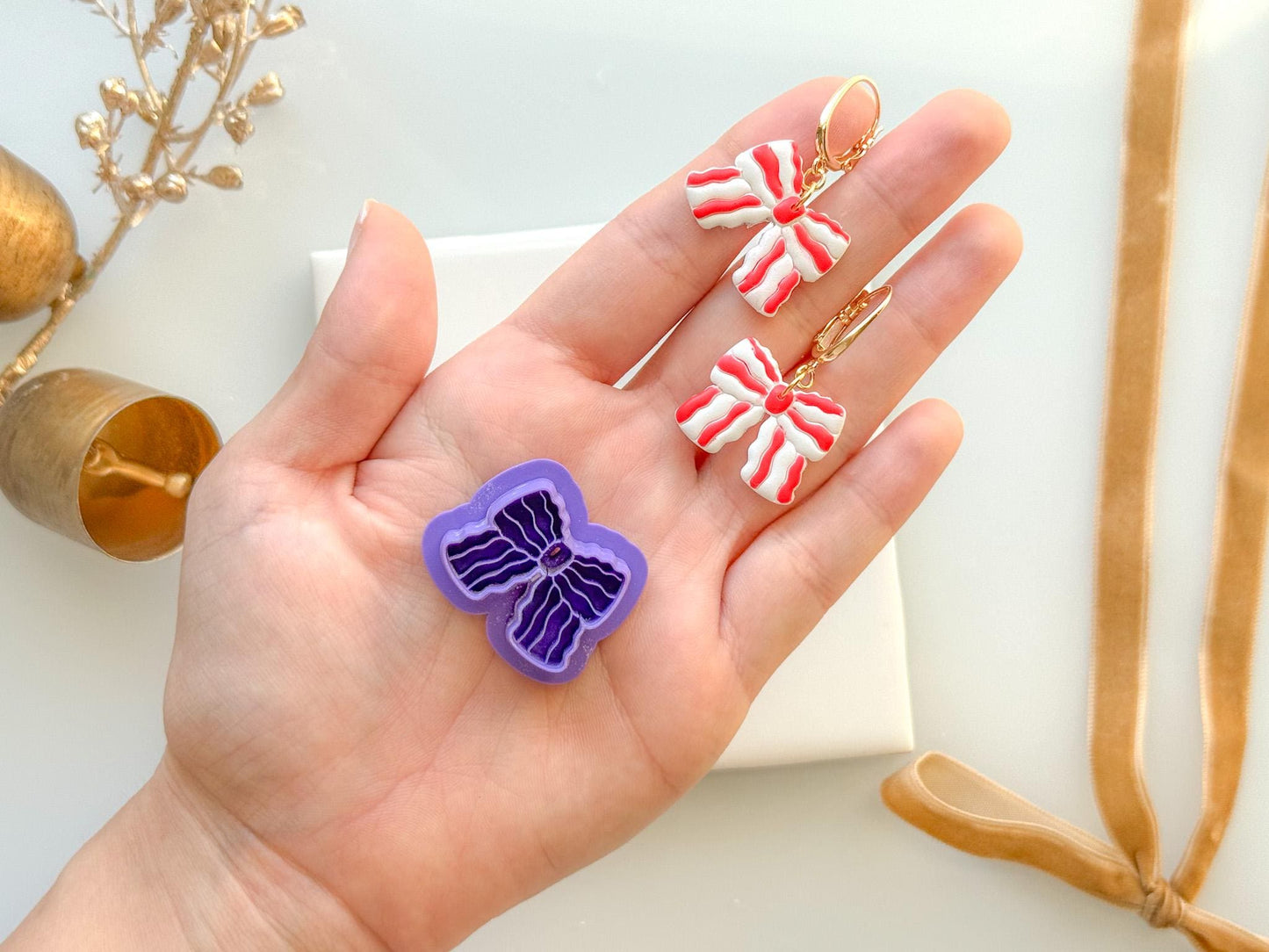 Wavy Bow Clay Cutter for Earrings | 3 Sizes Available | Polymer Clay Jewelry Tool | ButtrCuttr Sharp PLA Cutter